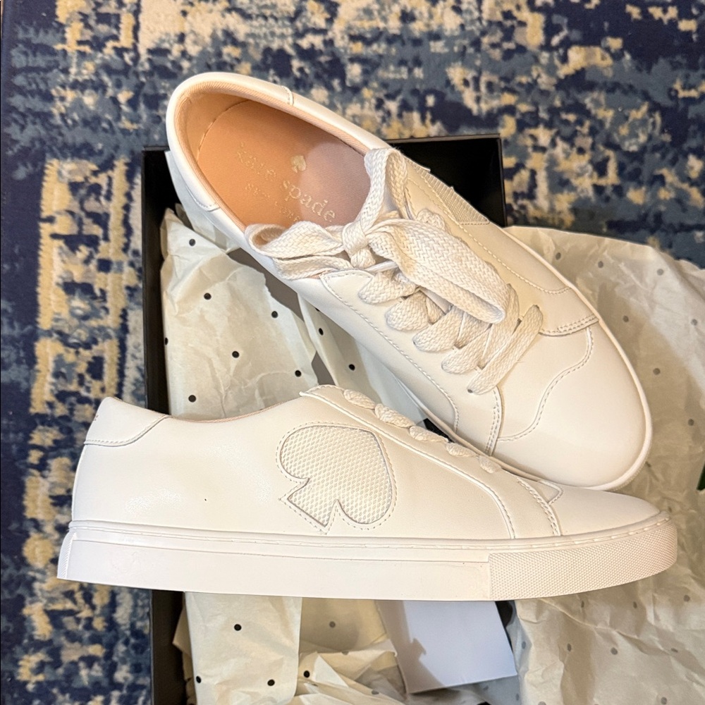Kate Spade Cream Sneakers with Spade Detail